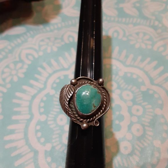 Vintage Navajo Turquoise Ring Sz 7 - Picture 2 of 3